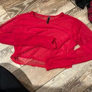 sheer long sleeve crop top